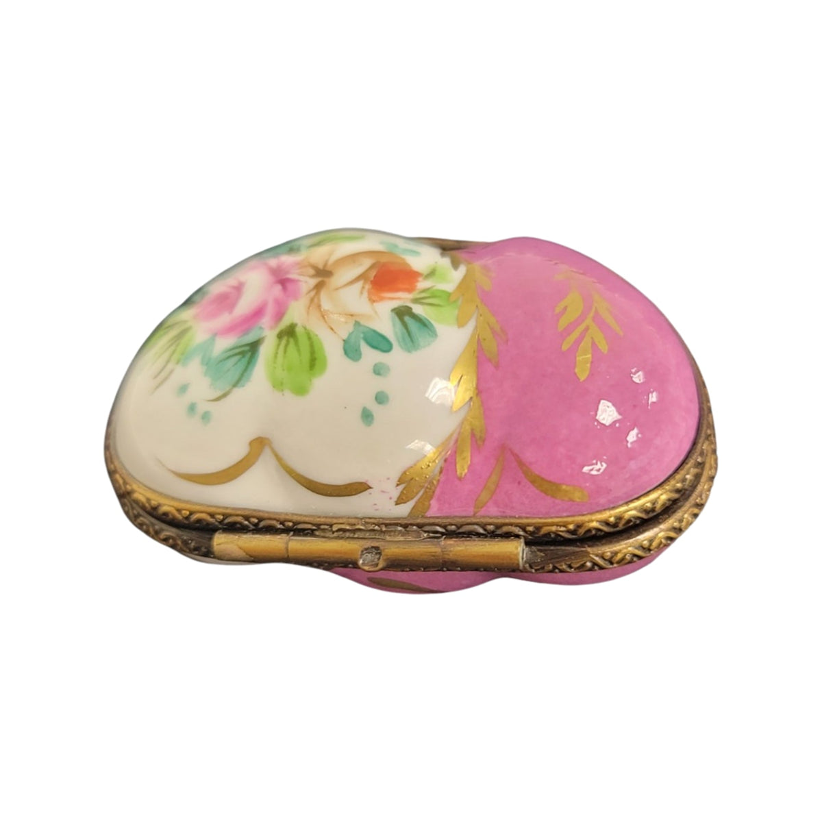 Double Pink Heart Limoges Porcelain Art Object, view 4