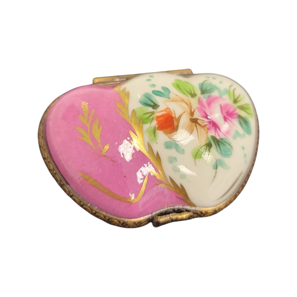 Double Pink Heart Limoges Porcelain Art Object, view 5