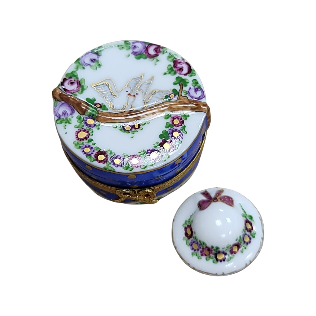 Doves Hat W Hat Inside Figurine Limoges Box for Collectors, view 3