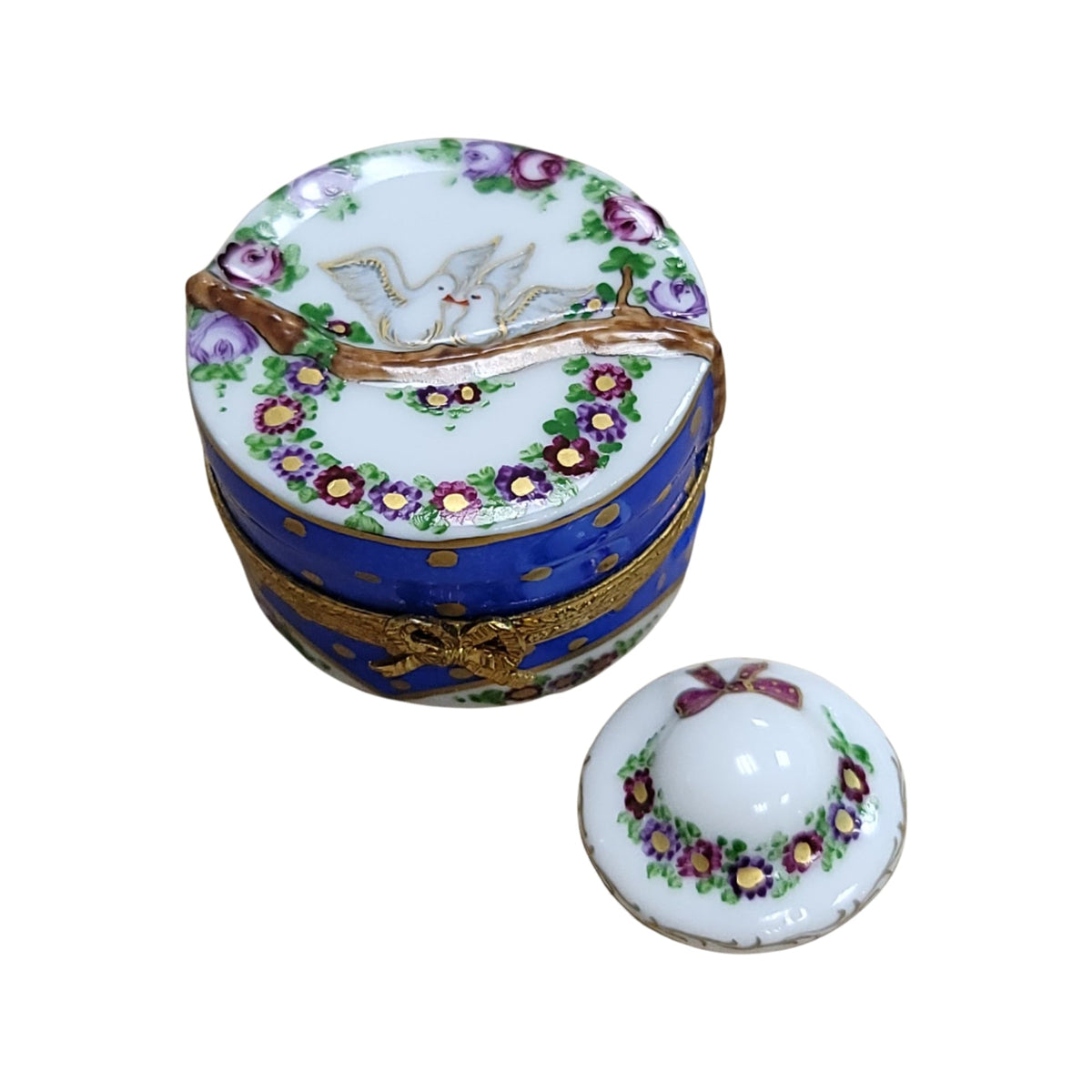 Doves Hat W Hat Inside Figurine Limoges Box for Collectors, view 4