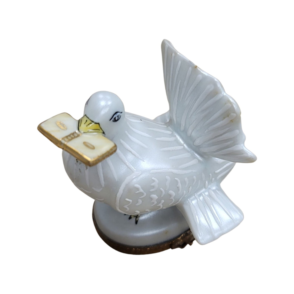 Doves W Letter Figurine Limoges Box, a hand-painted Limoges porcelain gift