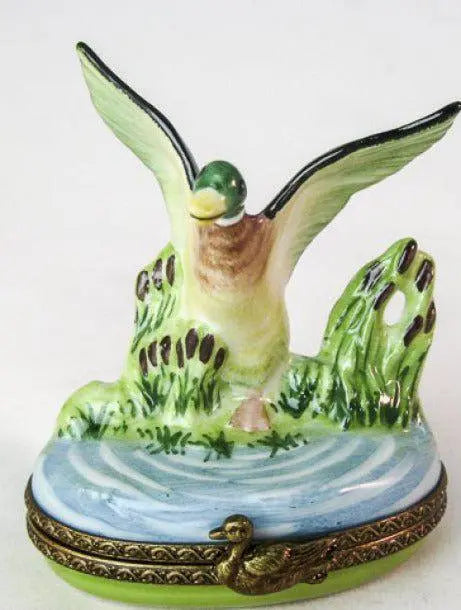 Treasured French collectible: Duck in Flight Limoges box, painted by hand