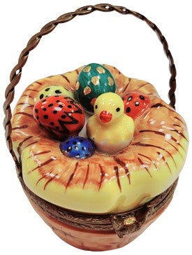Easter Basket w Eggs Bird Limoges Box Figurine Gift, view 10