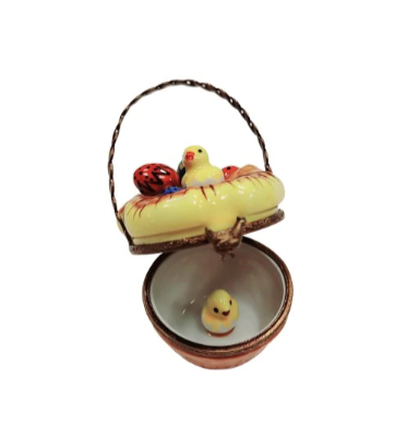 Easter Basket w Eggs Bird Limoges Box Figurine Gift, view 2