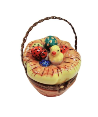 Easter Basket w Eggs Bird Limoges Box Figurine Gift, view 7
