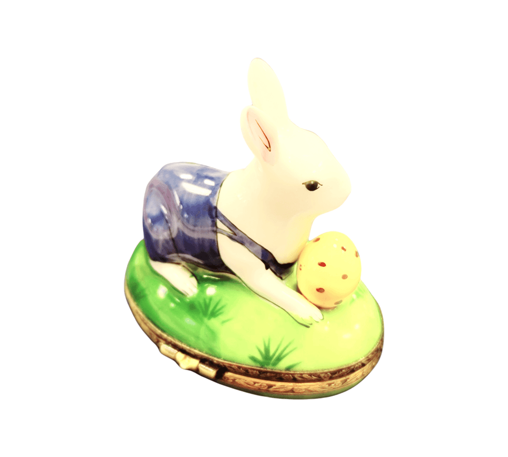 Rabbit with Removable Egg Easter Limoges Porcelain Art Object, view 2