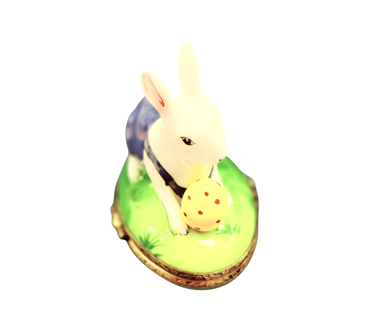 Rabbit with Removable Egg Easter Limoges Porcelain Art Object, view 3