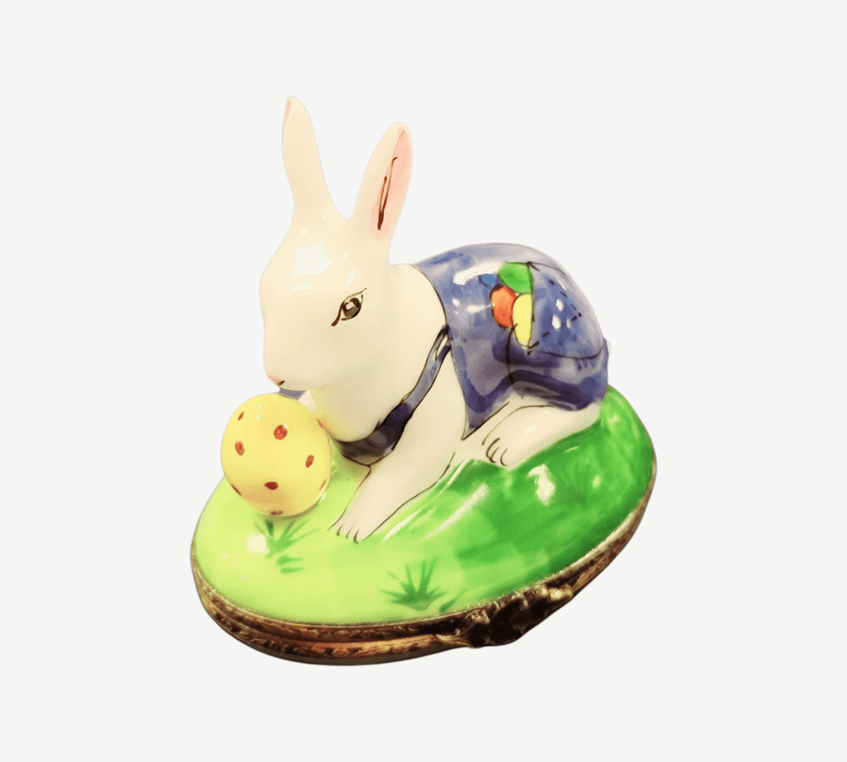 Artisan-painted Rabbit with Removable Egg Easter Limoges box from France, a cherished collectible