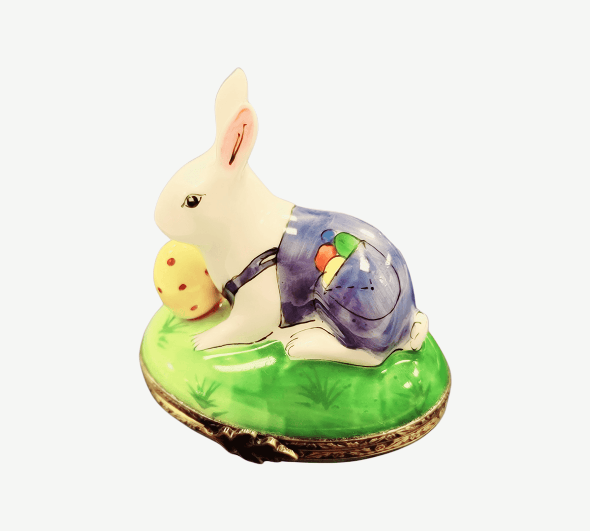 Rabbit with Removable Egg Easter Limoges Porcelain Art Object, view 6
