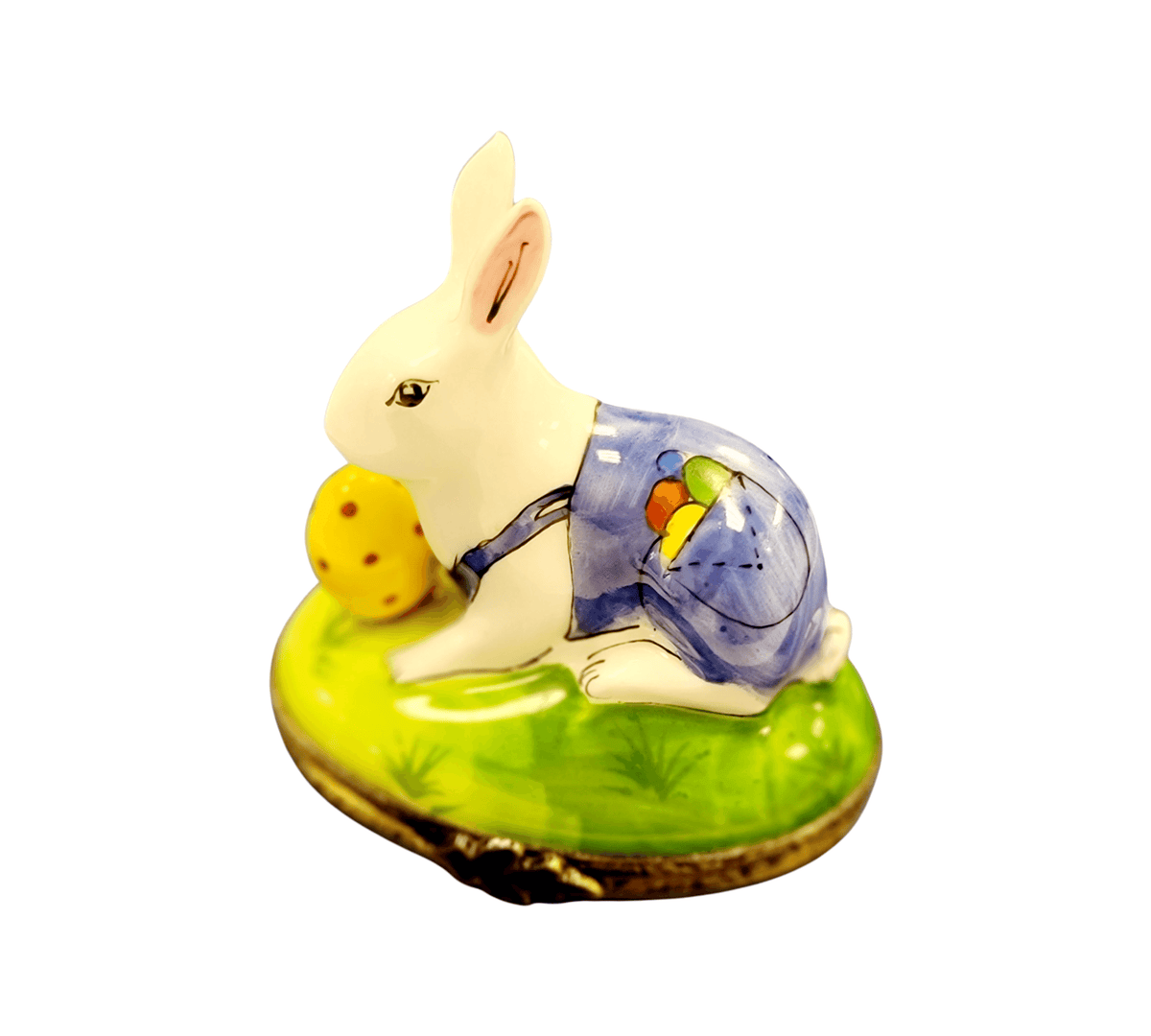 Rabbit with Removable Egg Easter Limoges Porcelain Art Object, view 7