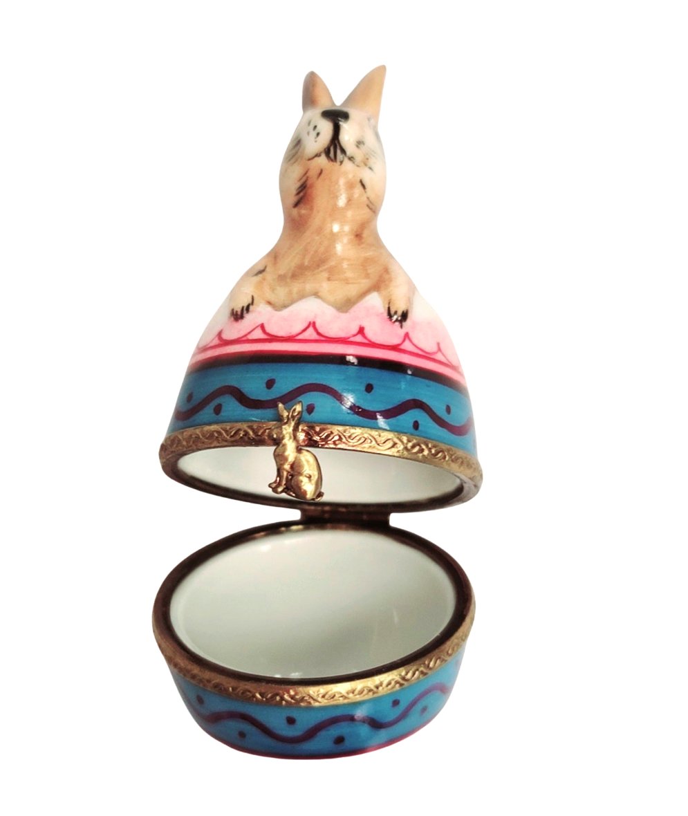 Easter Rabbit on Egg Limoges box painted by hand in Limoges, France, a gift to treasure