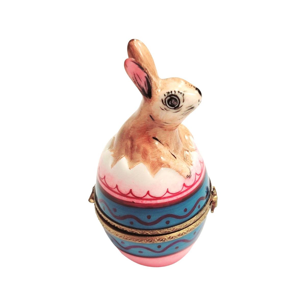 Collectible Easter Rabbit on Egg Limoges box with artisan brushwork
