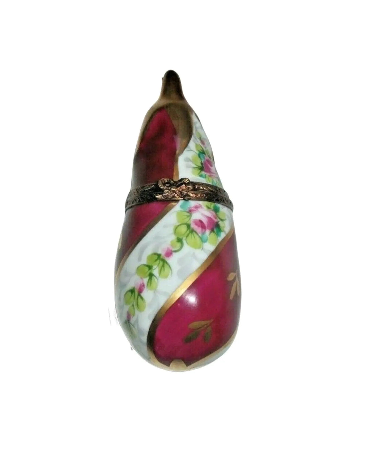 Limoges Porcelain Eggplant Classic Design Porcelain Art Object, a hand-painted Limoges porcelain gift