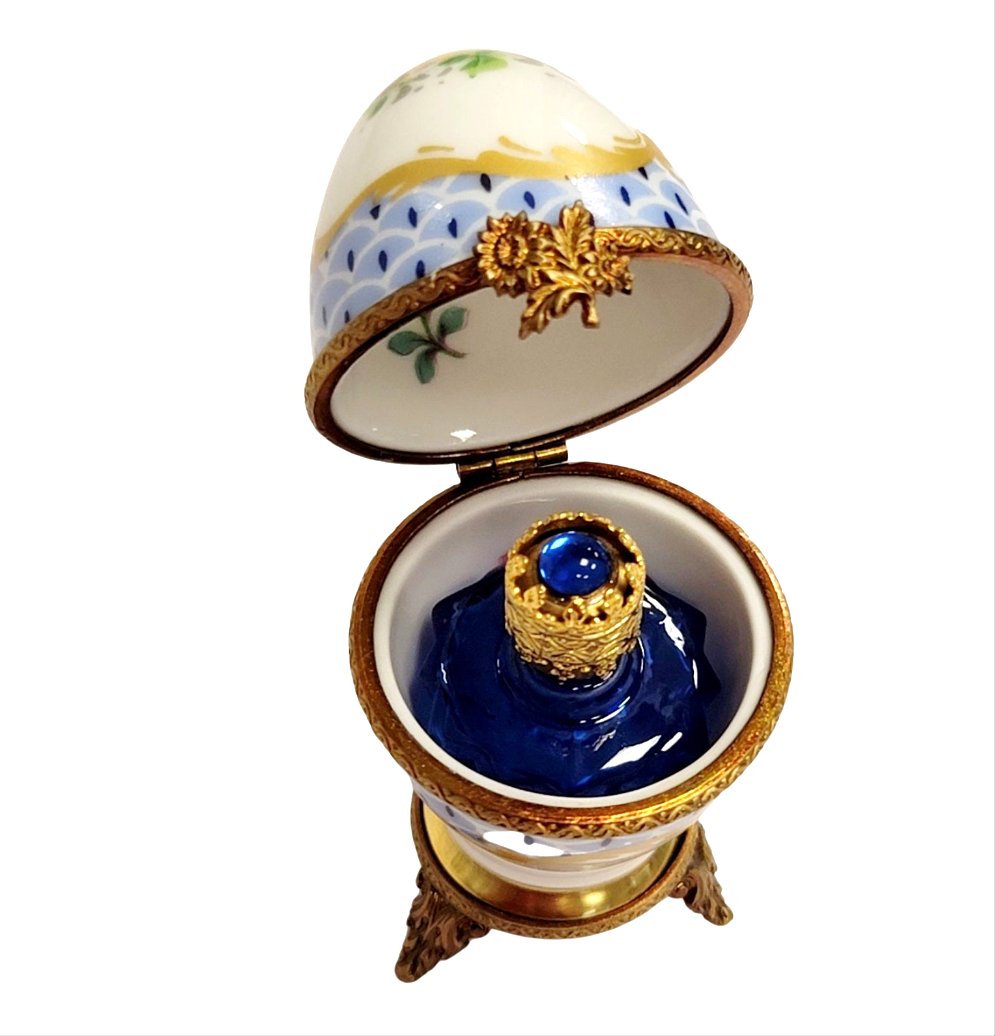 Egg W Perfume on Brass Limoges Box, view 2