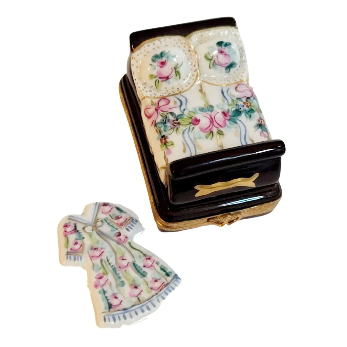 Beautiful Bed w Nightgown Bed Limoges Box Figurine, view 5