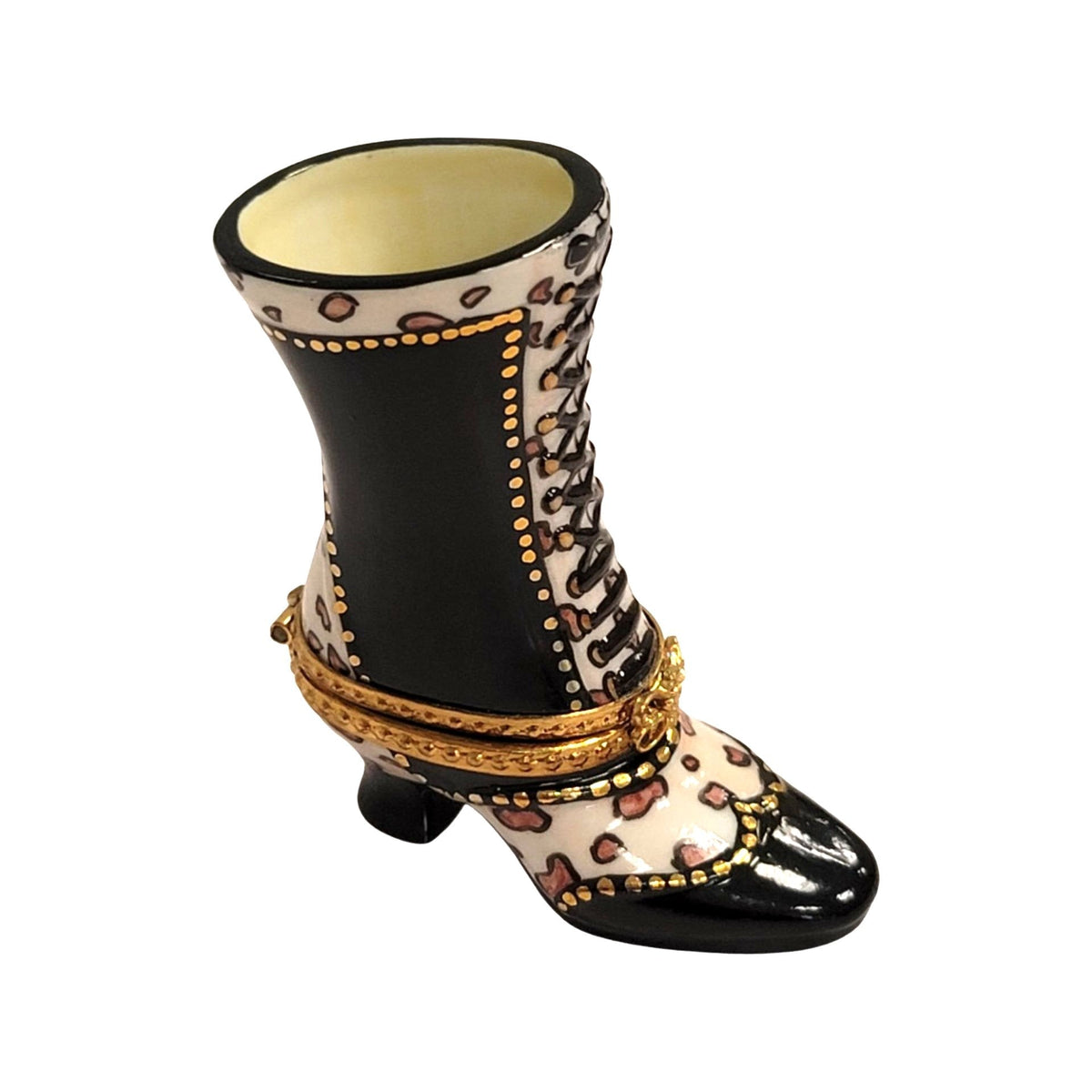 Black Ladys Boot Shoe Fashion Limoges Box Figurine, view 4