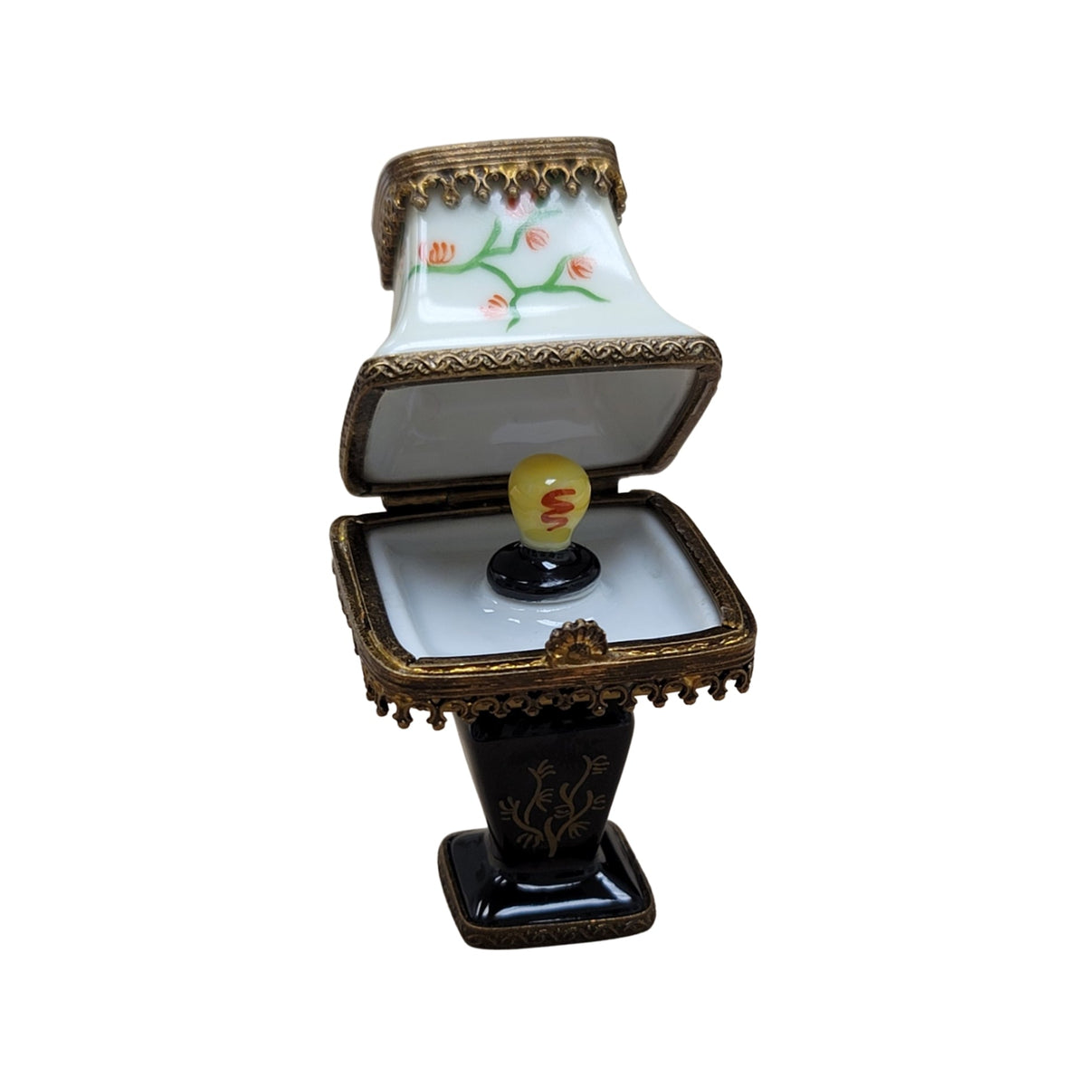 Black Table Lamp Lightbulb Limoges Box Figurine Gift, view 2