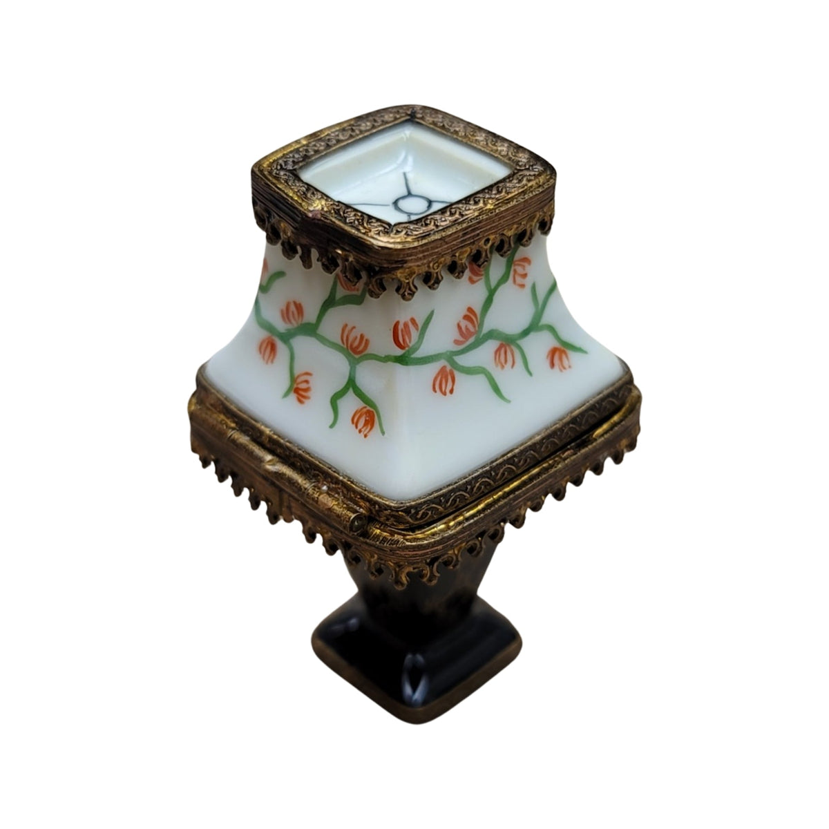 Black Table Lamp Lightbulb Limoges Box Figurine Gift, a hand-painted Limoges porcelain gift