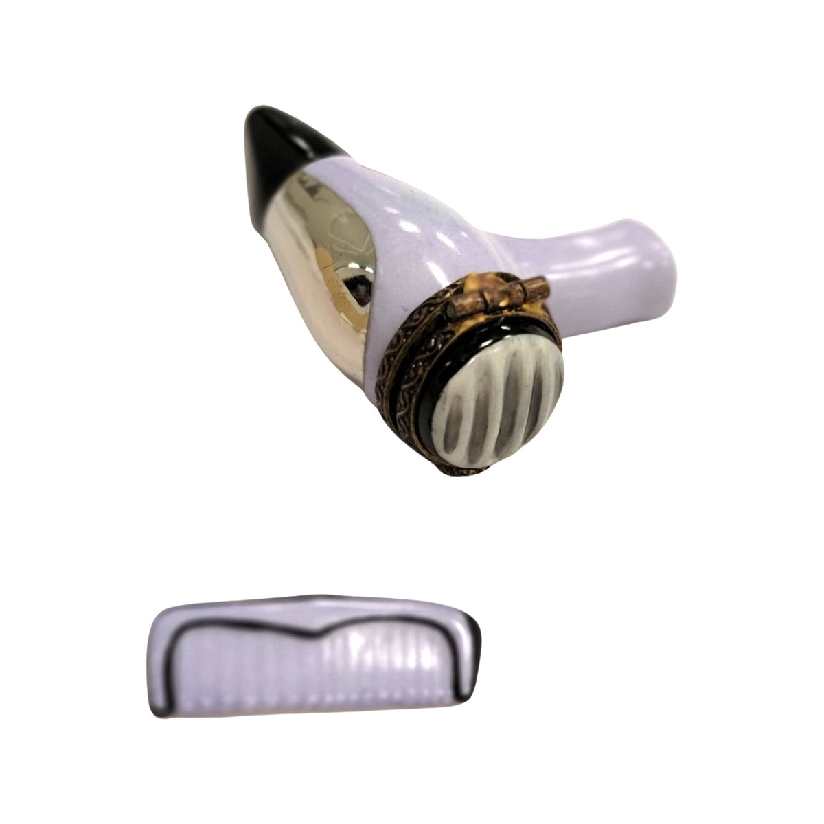 Blow Hair Dryer W Comb Limoges Box Figurine Gift Set, view 3