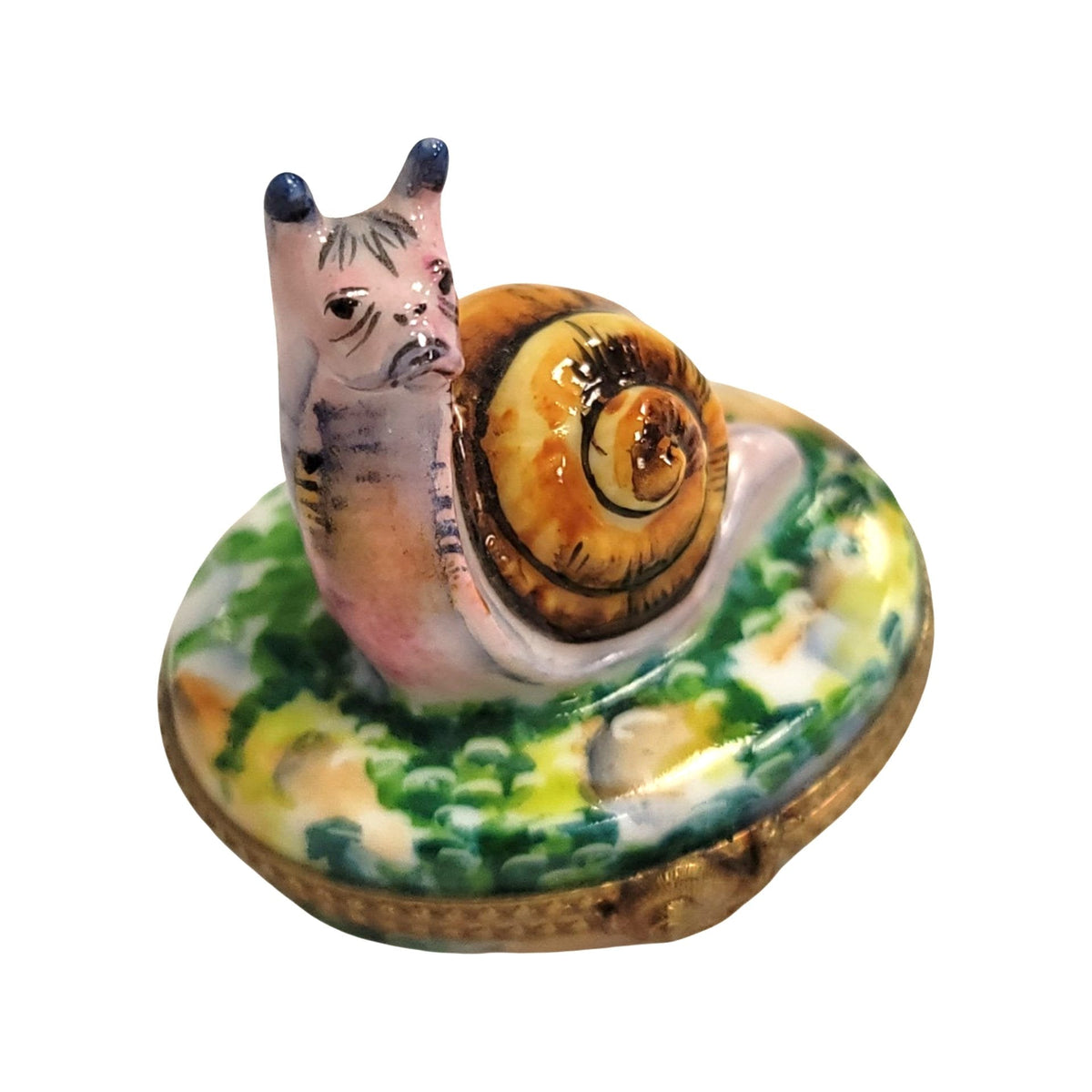 Escargot Snail Limoges Box Figurine, a hand-painted Limoges porcelain gift