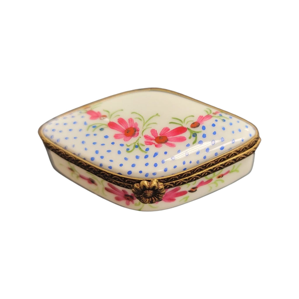 Rhombus Limoges Porcelain Box, a hand-painted Limoges porcelain gift