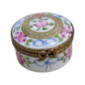 Elegant White Round Limoges Porcelain Box, a hand-painted Limoges porcelain gift