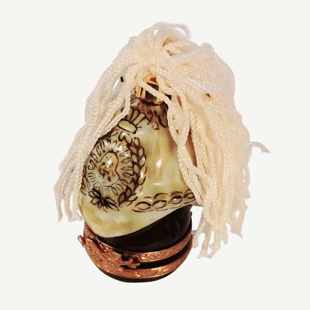 Limoges Boutique presents the White Guard Military Helmet Hat, a genuine Limoges box painted by hand in France