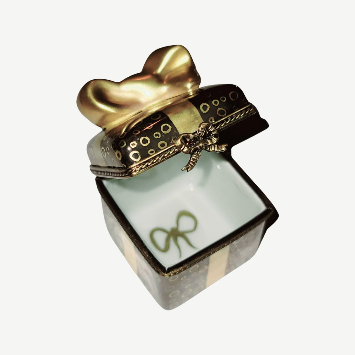 Present Gift Box with Gold Bow Limoges Box, France, view 2