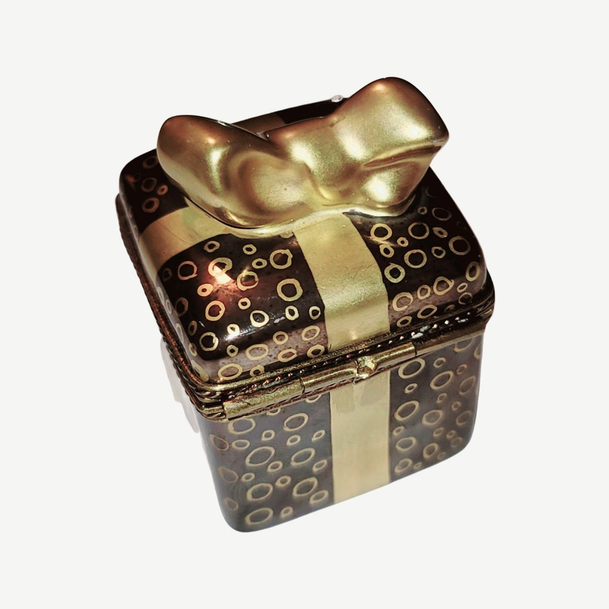 Present Gift Box with Gold Bow Limoges Box, France, view 3