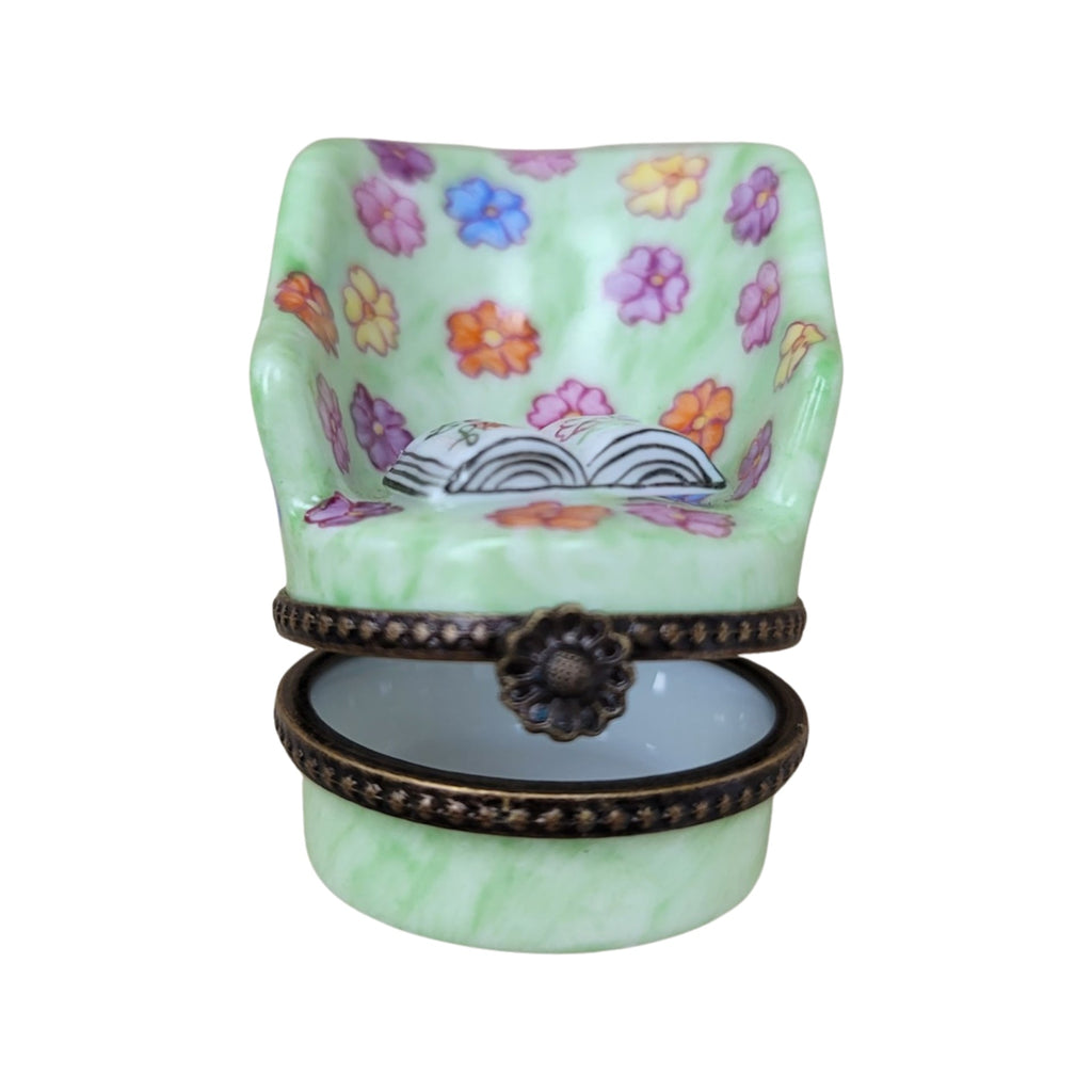 Green Chair w Newspaper Limoges Box Figurine Limoges, view 2