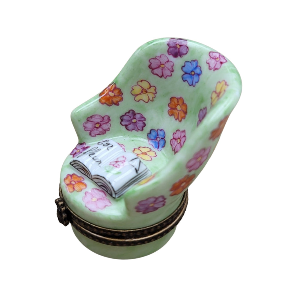 Green Chair w Newspaper Limoges Box Figurine Limoges, view 3