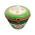 Green Crown Top Limoges Porcelain Box Limoges, a hand-painted Limoges porcelain gift
