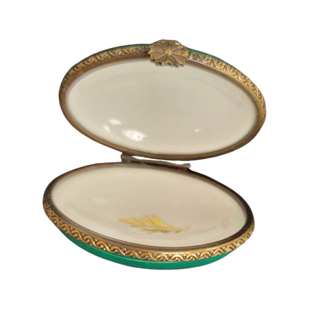 Green Oval Limoges Porcelain Box, view 2