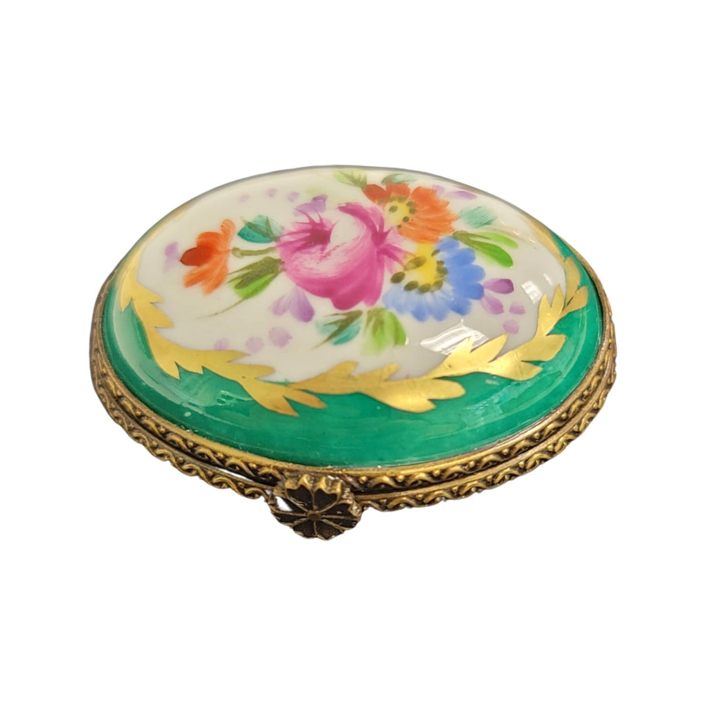 Green Oval Limoges Porcelain Box, view 5