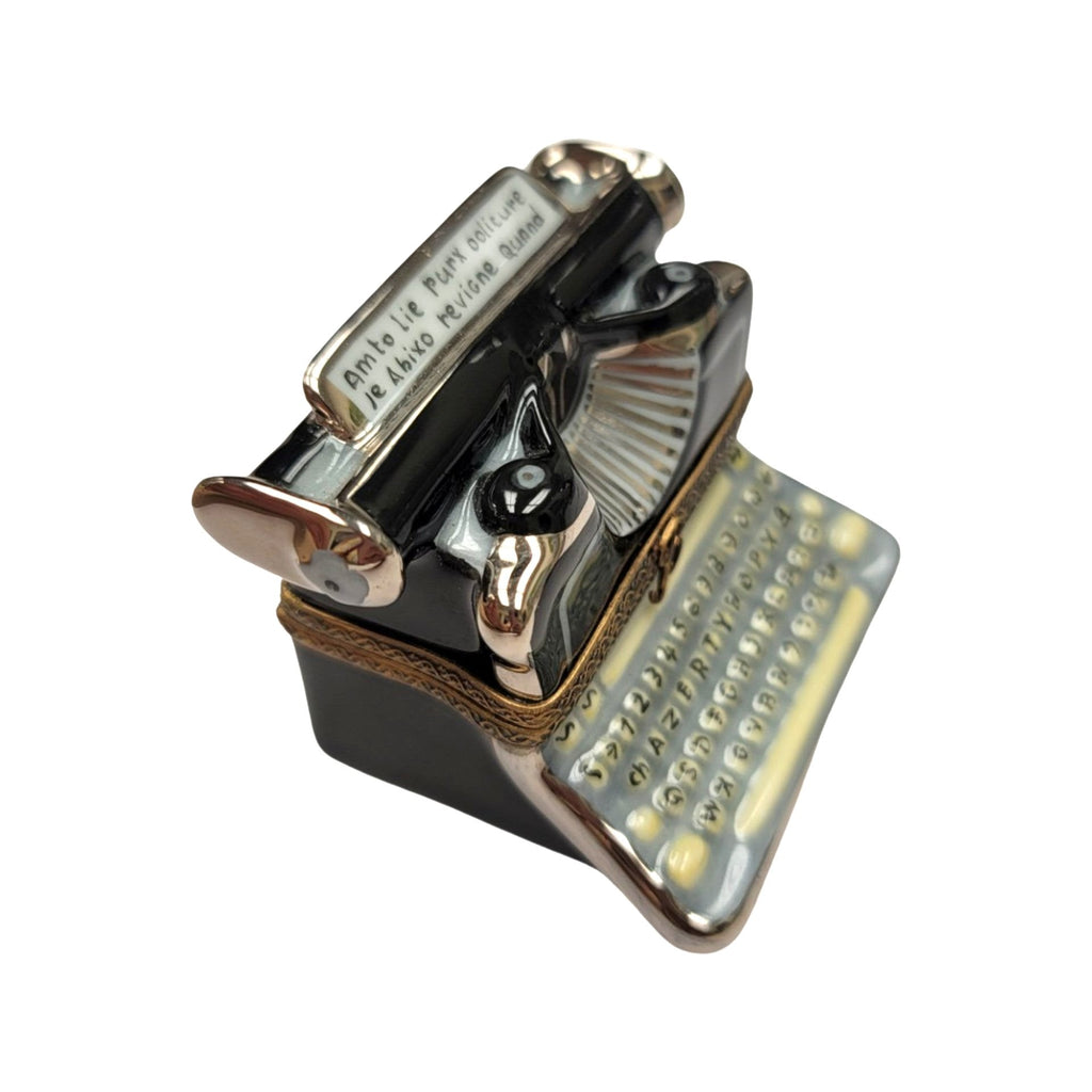 Antique Black Typewriter Limoges Box, view 2