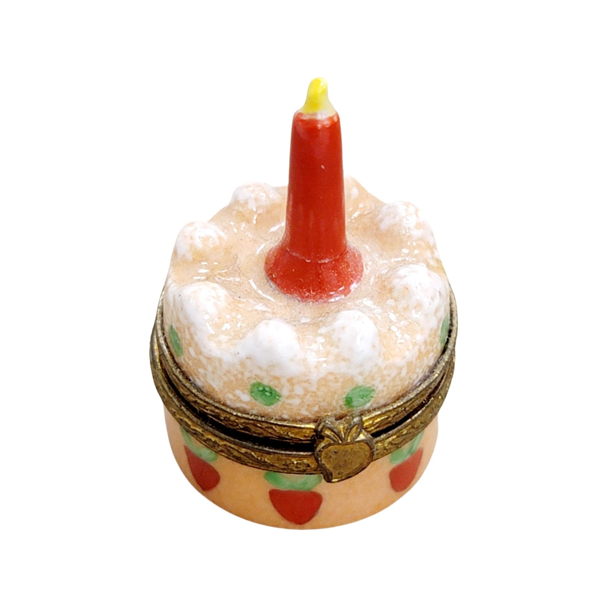 Genuine Small Cake Candle Limoges porcelain painted by hand in France, from Limoges Boutique