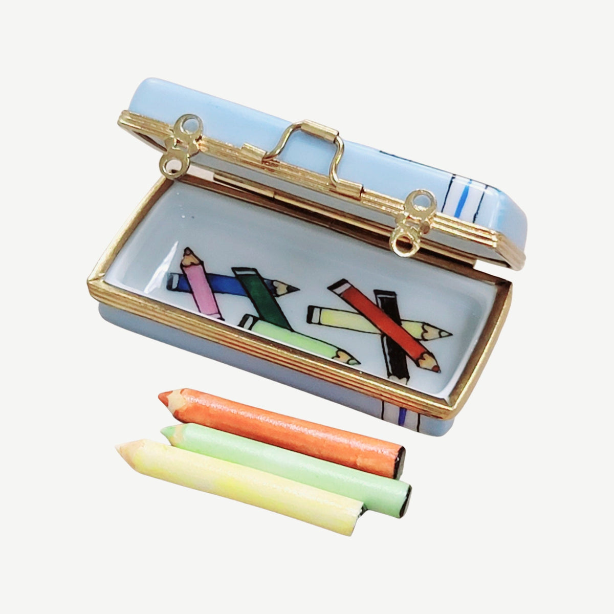 Painted details on the Pencil for Art Limoges box, French art in miniature
