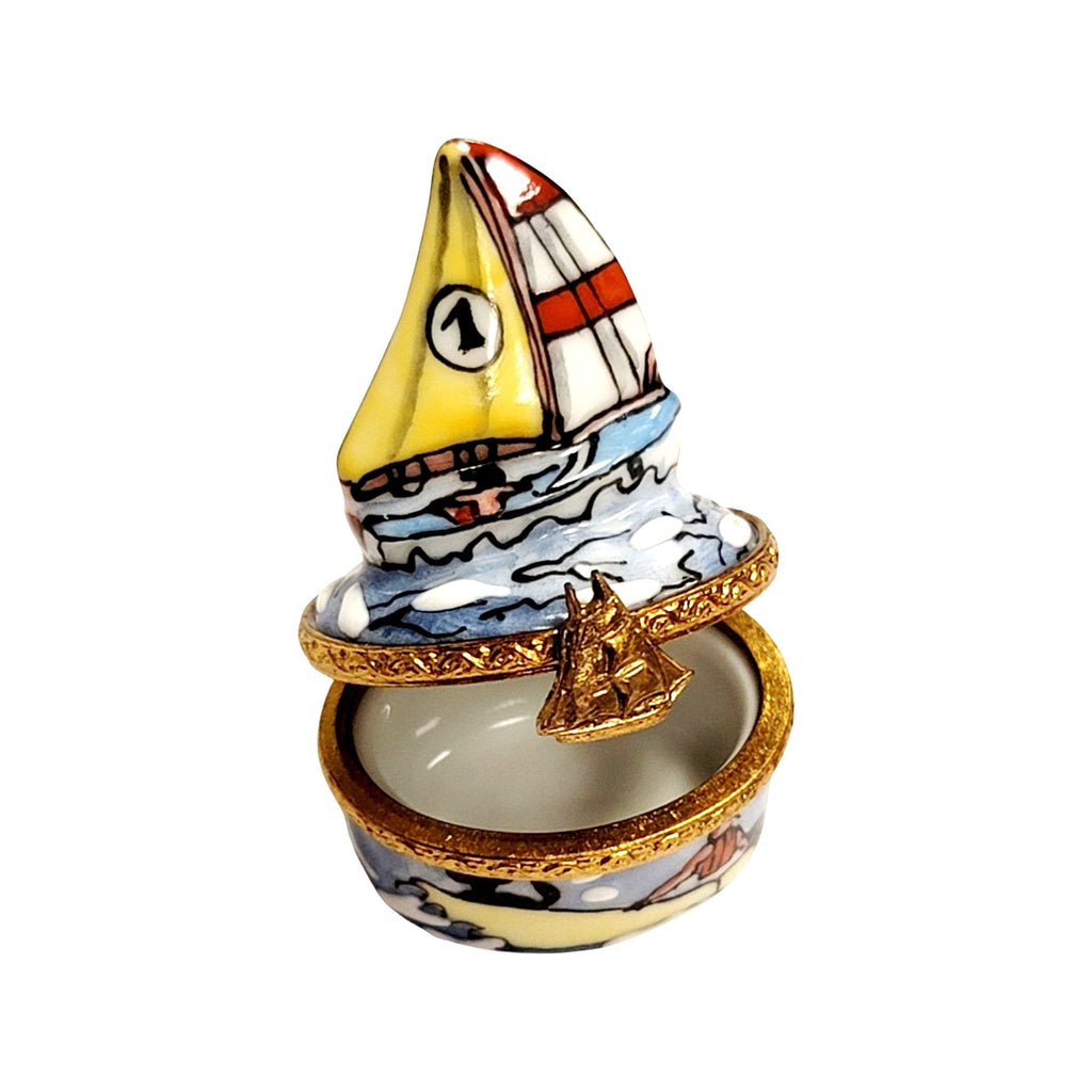 Smaller Sailboat Limoges Box for Nautical Collectors, view 2