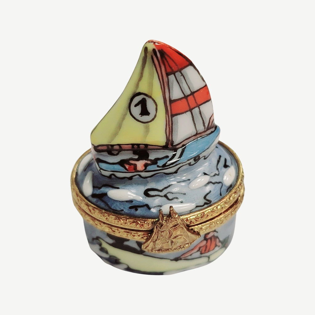Smaller Sailboat Limoges Box for Nautical Collectors, view 6