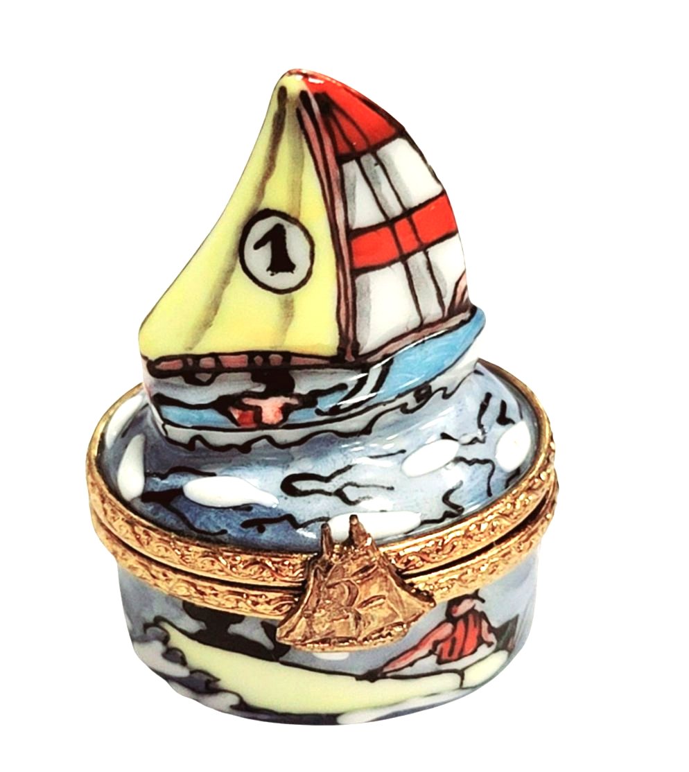 Smaller Sailboat Limoges Box for Nautical Collectors, a hand-painted Limoges porcelain gift