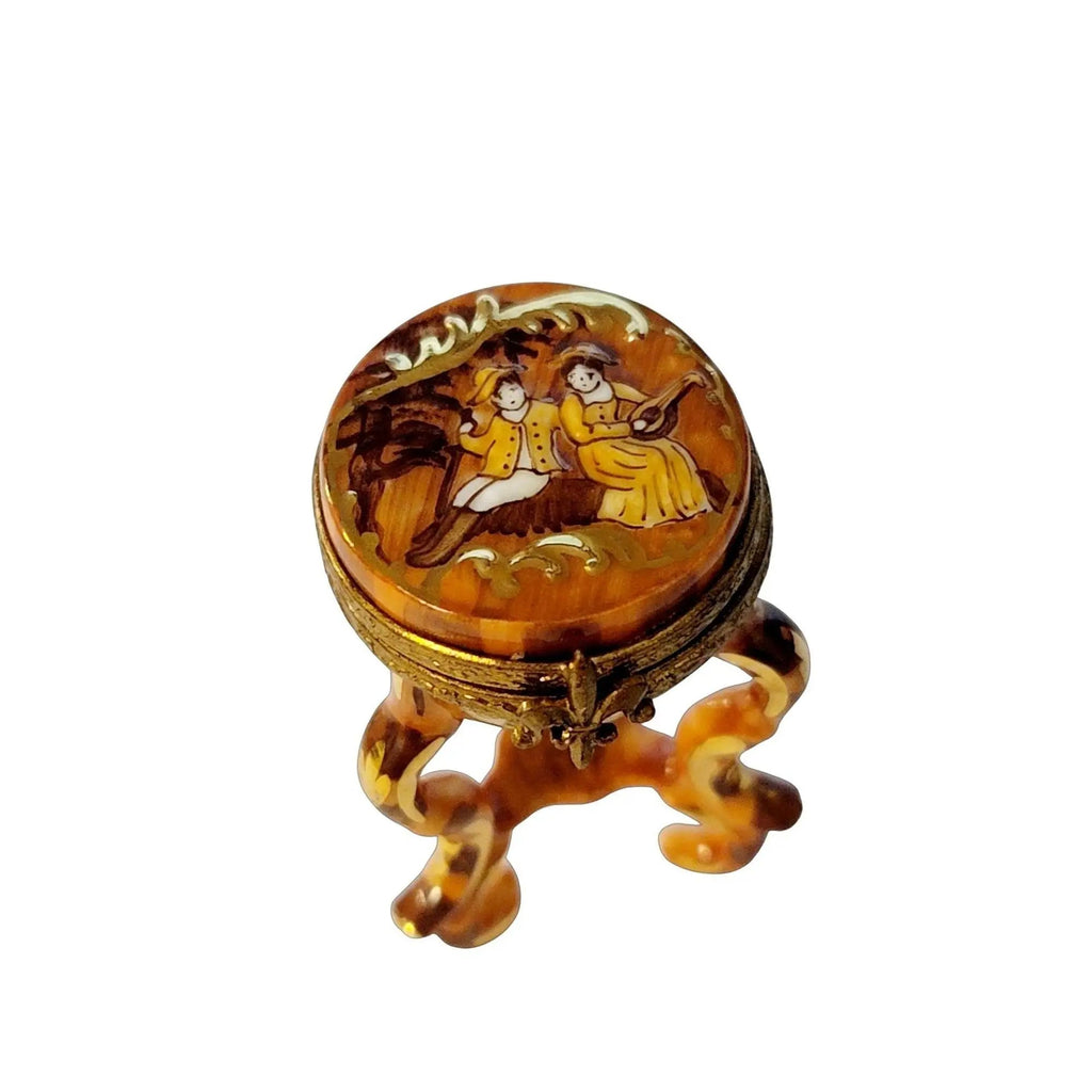 Brown Side Table Basin or Stool Antique Limoges Box Figurine, view 3
