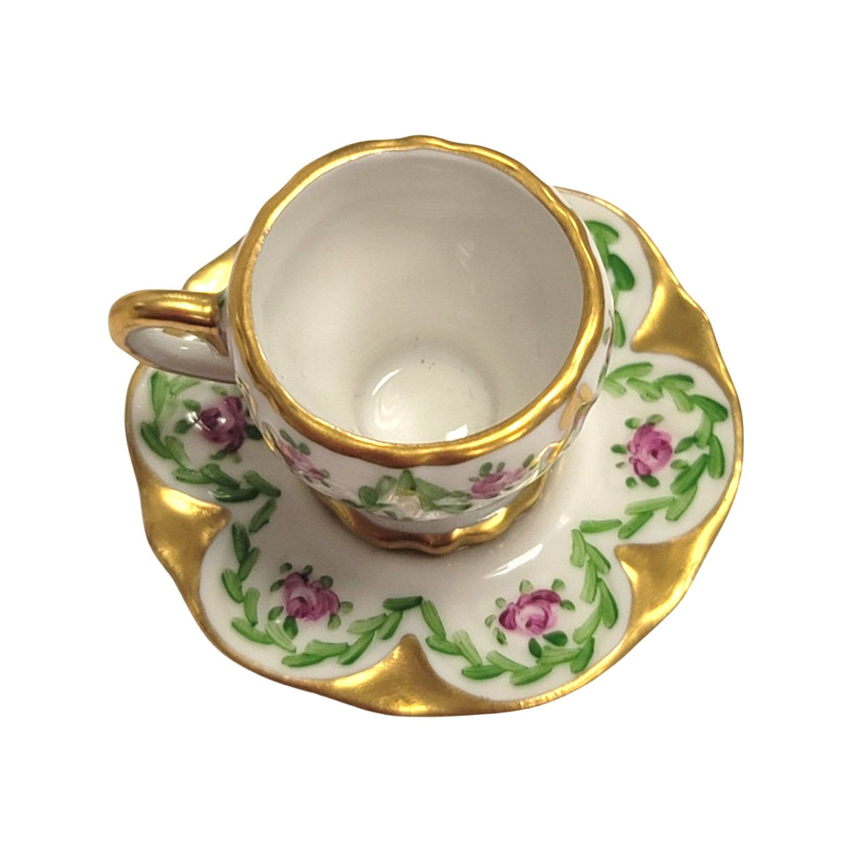 Teacup on Saucer Limoges Box Figurine, view 4