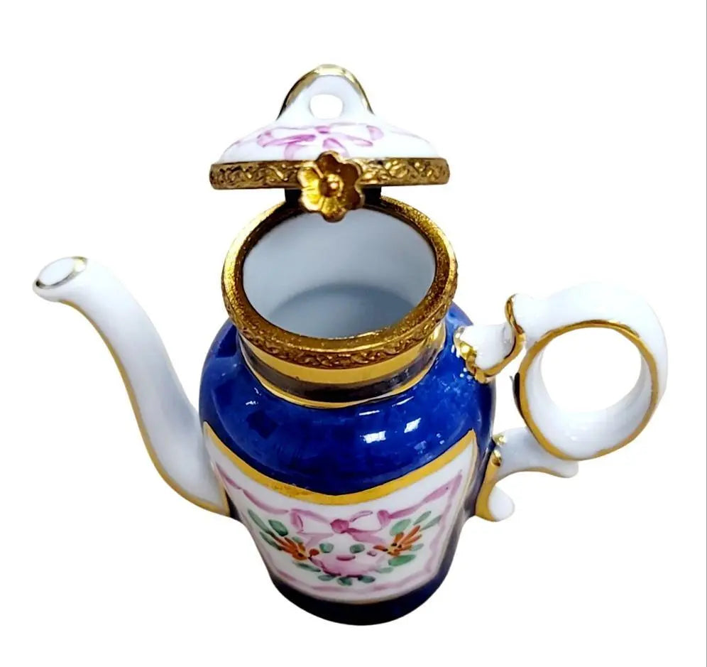 Vintage French Teapot Limoges Box Figurine Gift Set, view 2