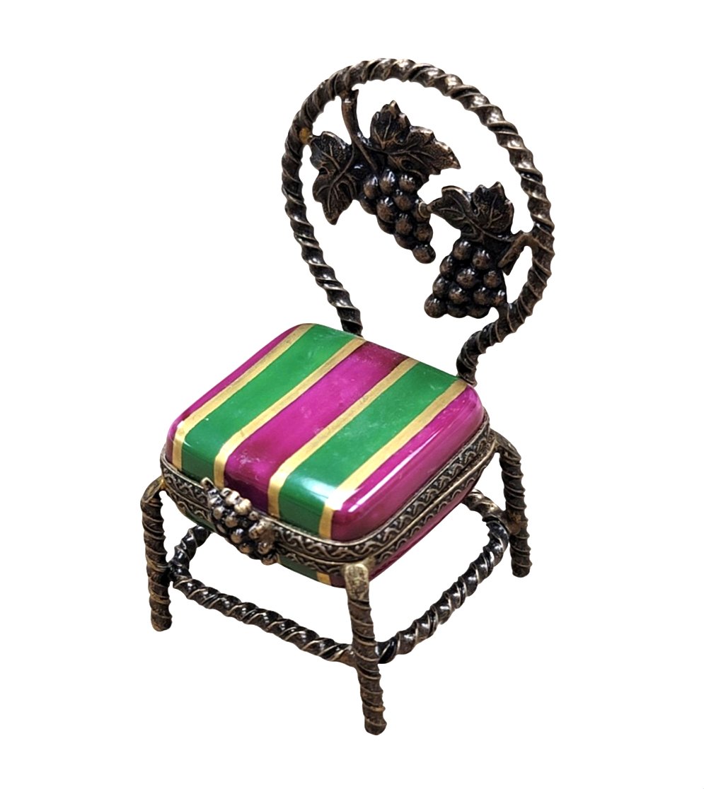 Vanity Antique Chair Limoges Box Figurine, view 3