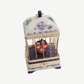 White Blue Bird Cage Love Birds Box, a hand-painted Limoges porcelain gift