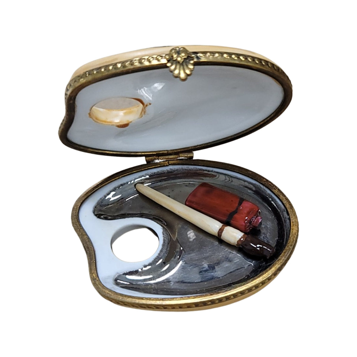 Small Paint Pallette w Tube Limoges Box Figurine Gift, view 2