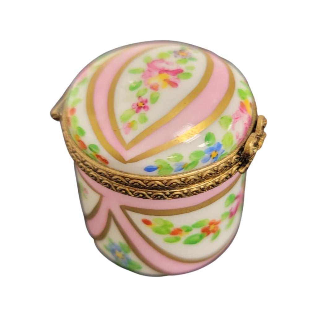 Pink Round Limoges Porcelain Box, view 3