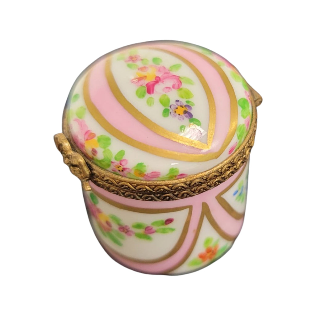 Pink Round Limoges Porcelain Box, view 5
