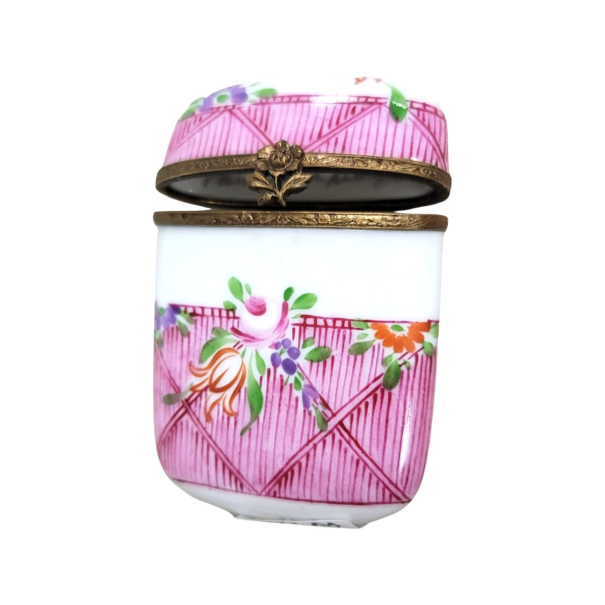 Pink Tall Oval Pill Limoges Box for Collectors Limoges, view 2