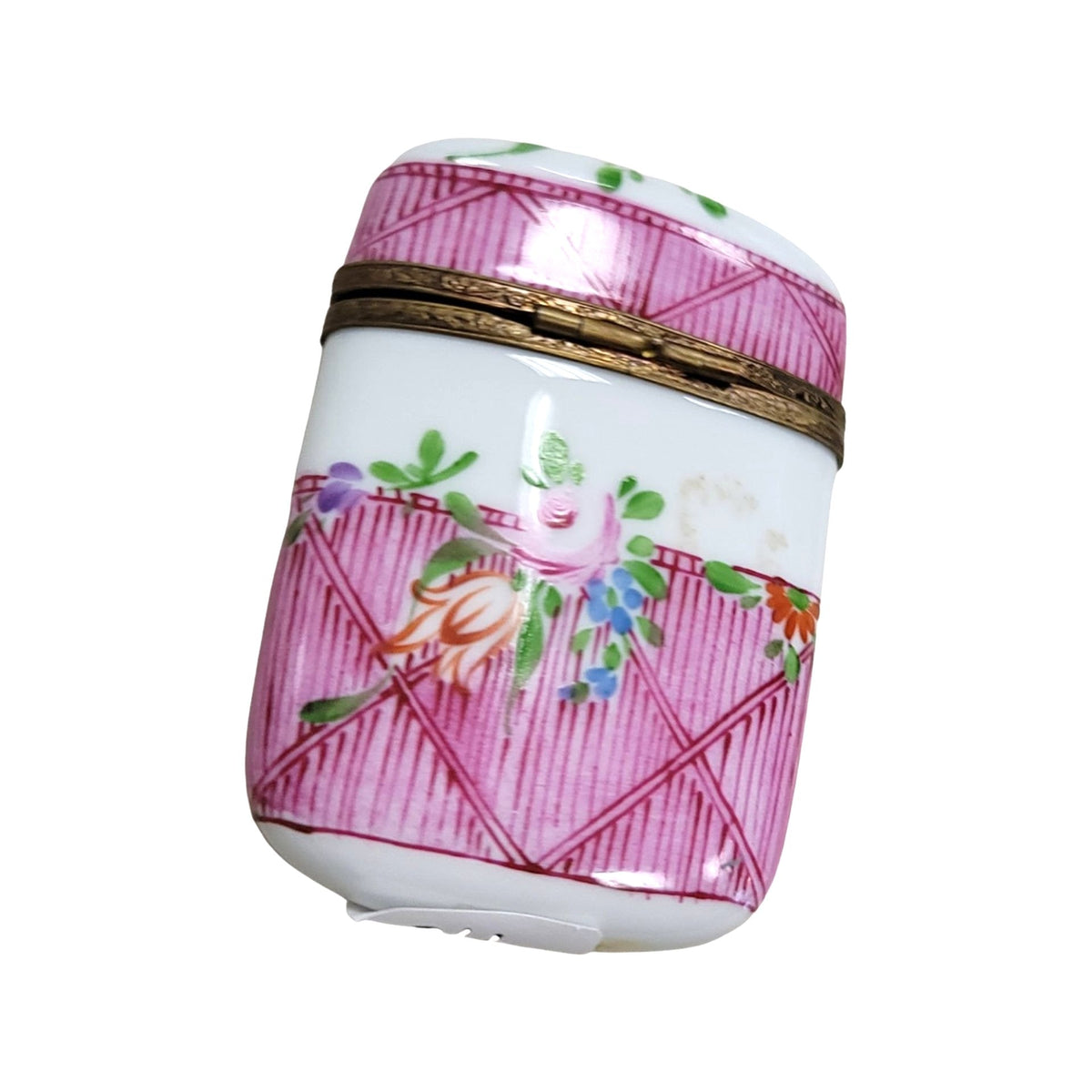Pink Tall Oval Pill Limoges Box for Collectors Limoges, view 3
